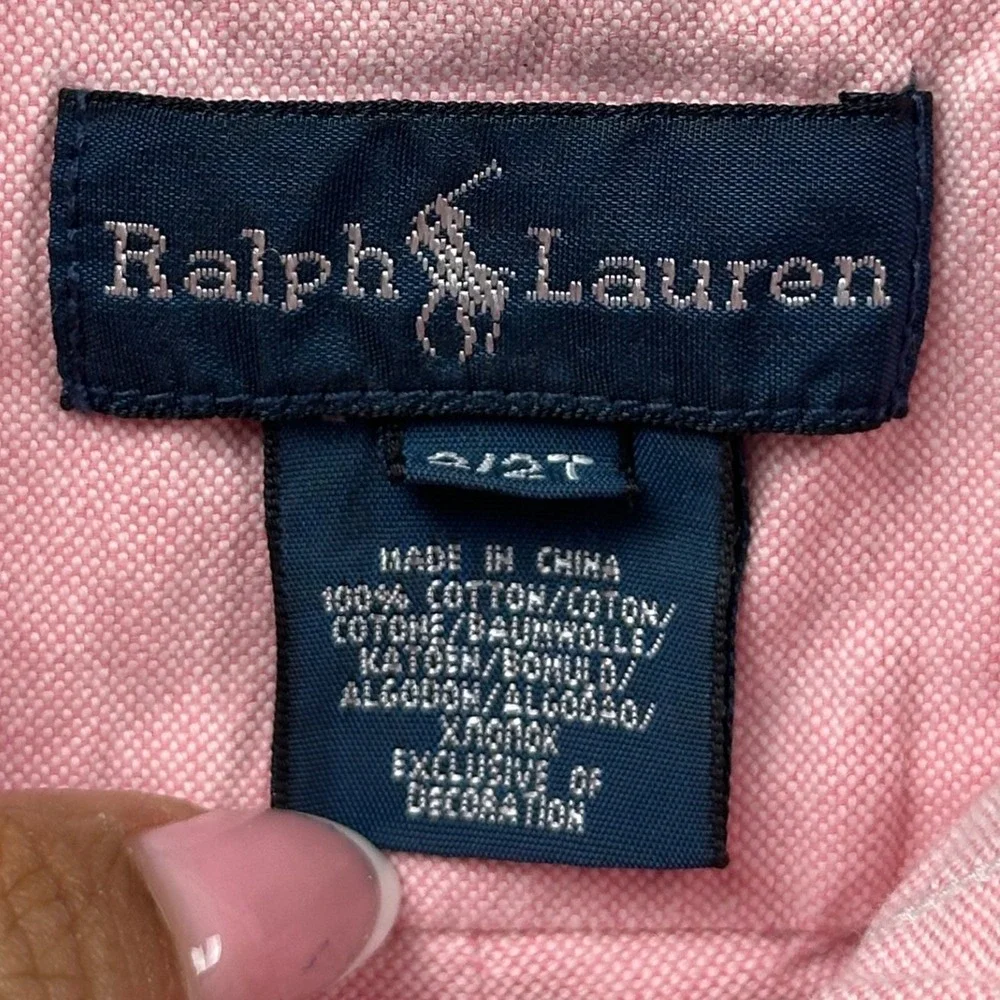 Ralph Lauren Blake Oxford Dress Shirt Kids 2/2T Pink 100% Cotton Formal Party